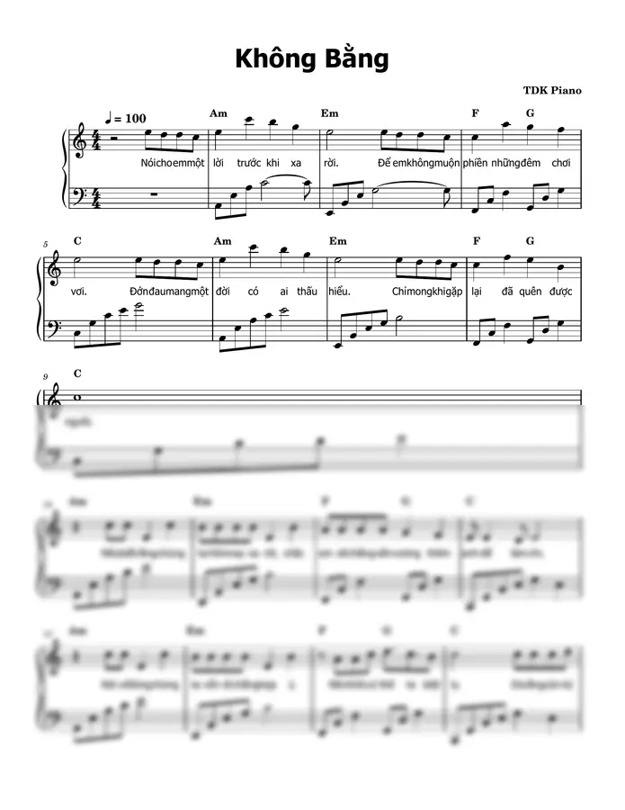 TDK Piano - Không Bằng