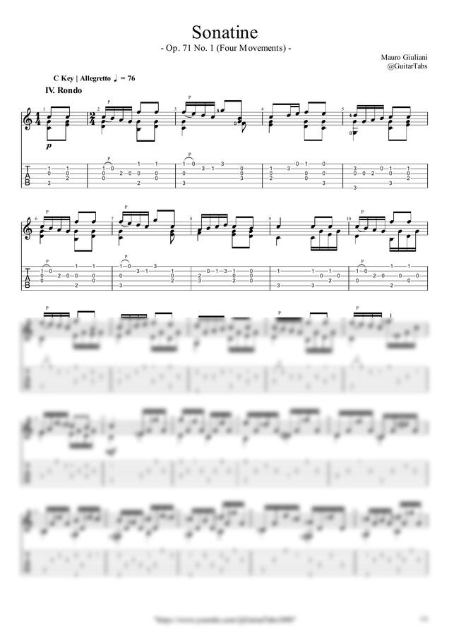 M. Giuliani - Sonatine(Op.71 No. 1) - IV.Rondo by GuitarTabs0
