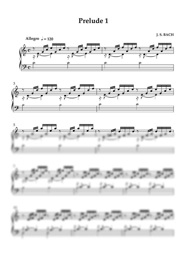 J. S. BACH - Prelude in C Major , BWV 846 (바하 프렐류드) - 큰악보 by 피아니소녀0