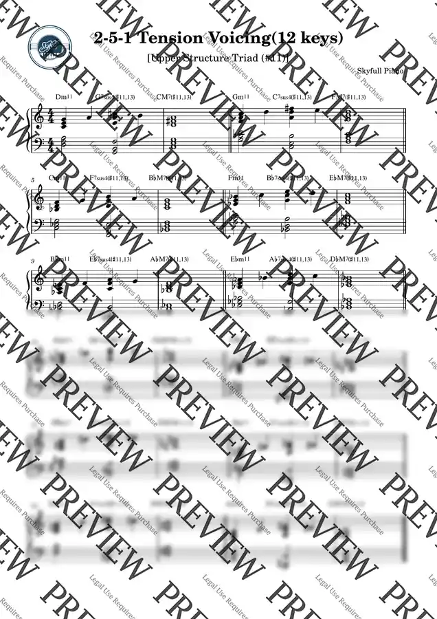 Skyfull Piano - (7) 2-5-1 Tension Voicing(12 keys)_Upper Structure Triad(#11)