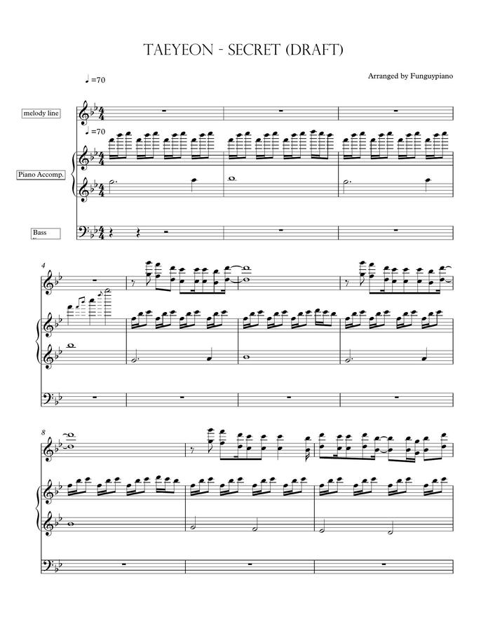 태연 (TAEYEON) - 비밀 (Secret) (4단) by Funguypiano0