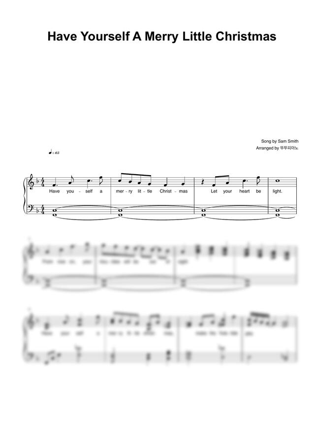 Sam Smith - Have Yourself A Merry Little Christmas (가사 첨부 / normal ver.) by 뚜뚜피아노0