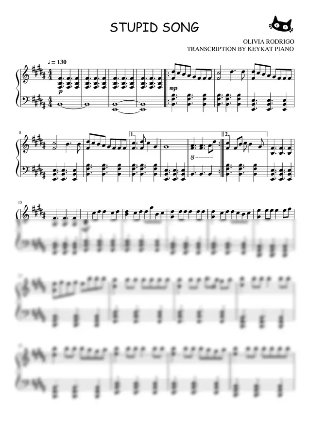 Stupid Song - Olivia Rodrigo (Intermediate Version)