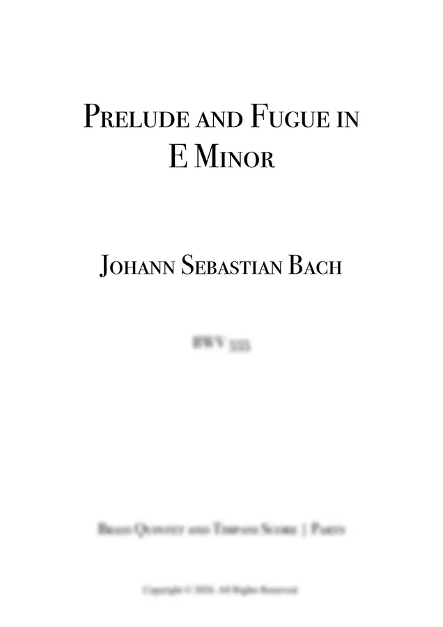 Johann Sebastian Bach / Fillipe Mendel - Prelude in E Minor BWV 555 (for Brass Quintet) by Filipe Mendel 1p 미리보기