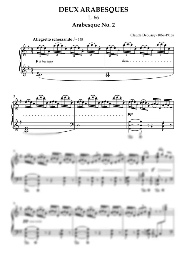 Claude Debussy (1862-1918) - DEUX ARABESQUES L. 66 Arabesque No. 2
