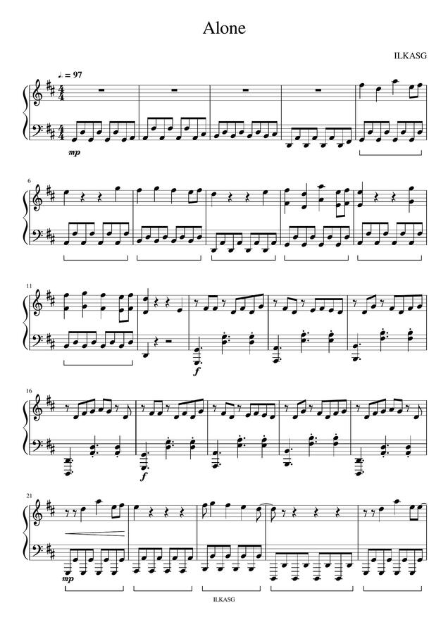 악보 > Marshmello Alone by ILKASG