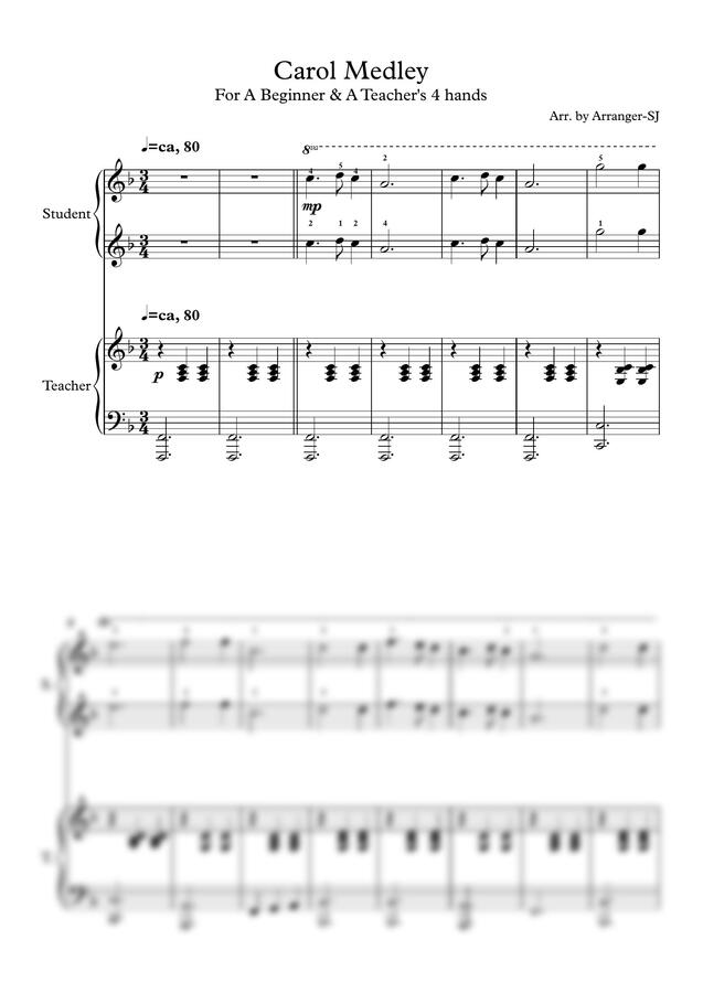 캐롤 메들리 (Carol Medley) 4 hands/성탄발표 (초보자용)