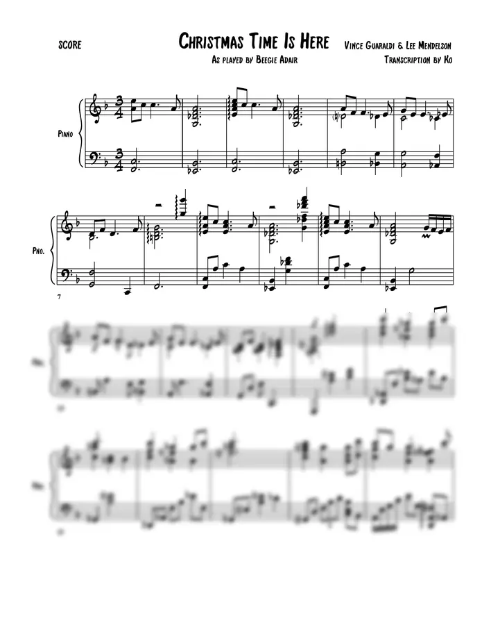 GUARALDI VINCE - Christmas Time Is Here (Beegie Adair / Jazz / piano)