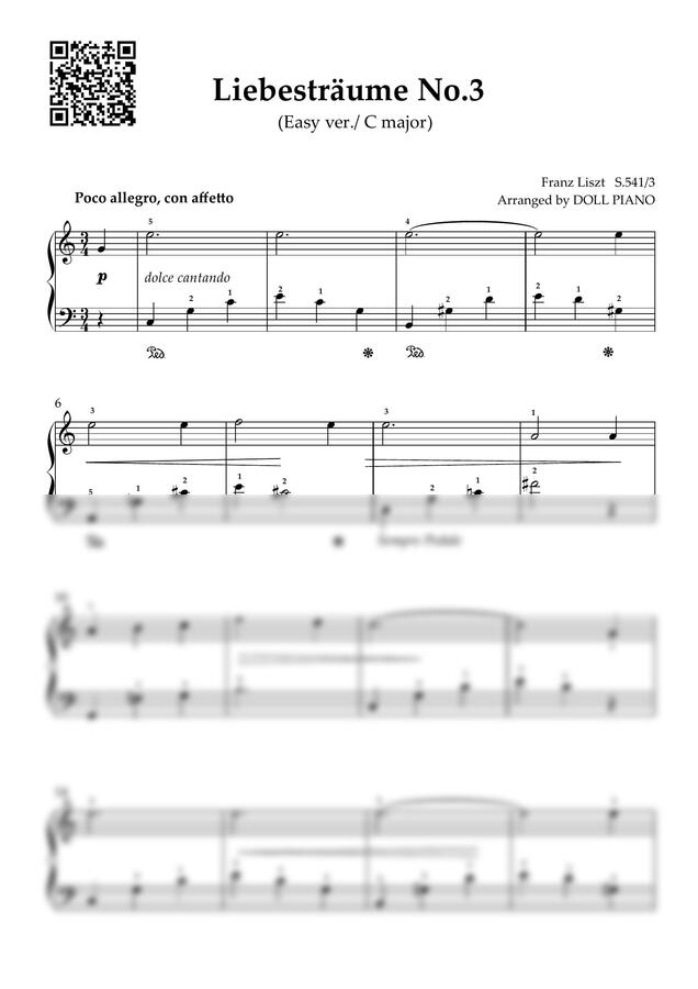 F. Liszt (리스트) - Liebestraum No.3 (사랑의 꿈) (쉬운악보, 다장조) by DOLL PIANO0