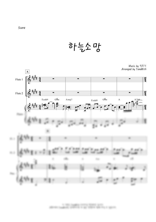 민호기 - 하늘 소망 (Flute Duet) by ToneWith 톤위드0
