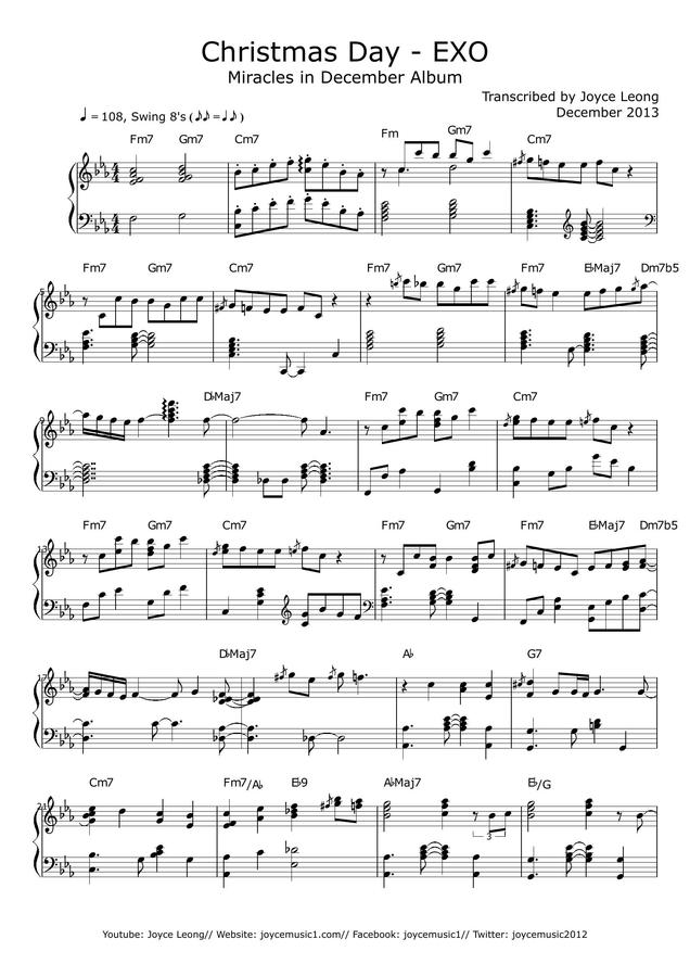 악보 > EXO - Christmas Day | Joyce Leong