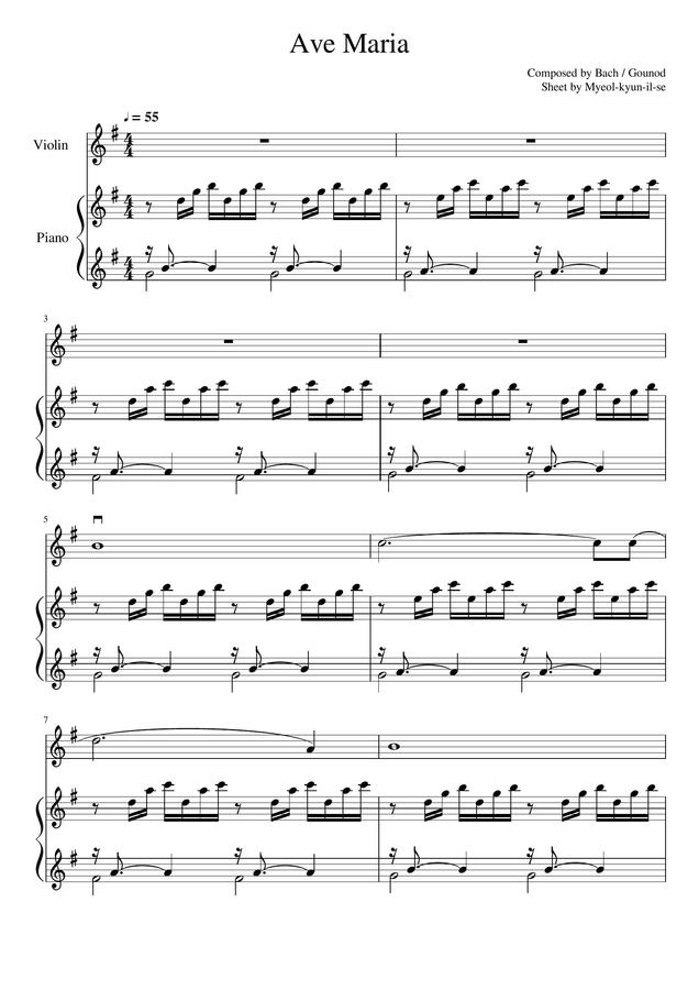 바흐, 구노 - Ave Maria (아베마리아) (3단 / 멜로디) by 멸균일세0