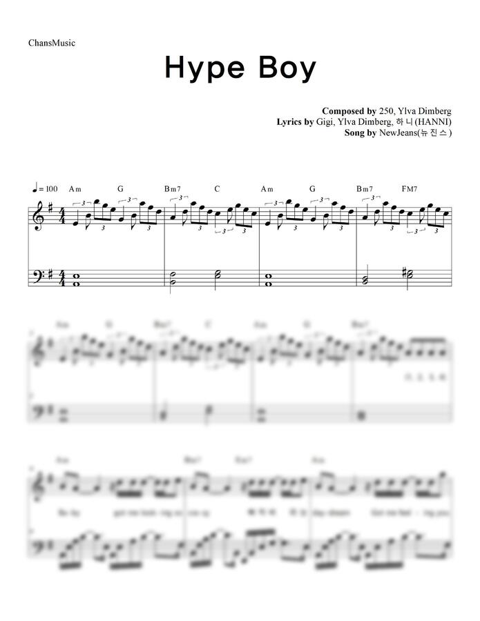NewJeans (뉴진스) - Hype Boy (가사, 쉬운 악보) by 찬스뮤직0