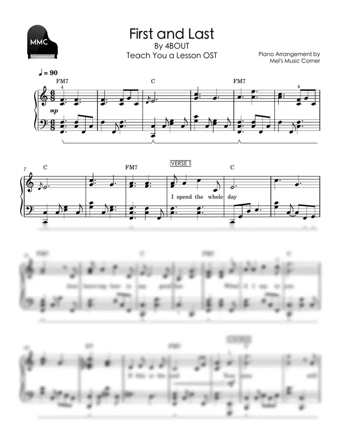 4BOUT (어바웃) - First And Last - Teach You a Lesson OST (piano sheet music)