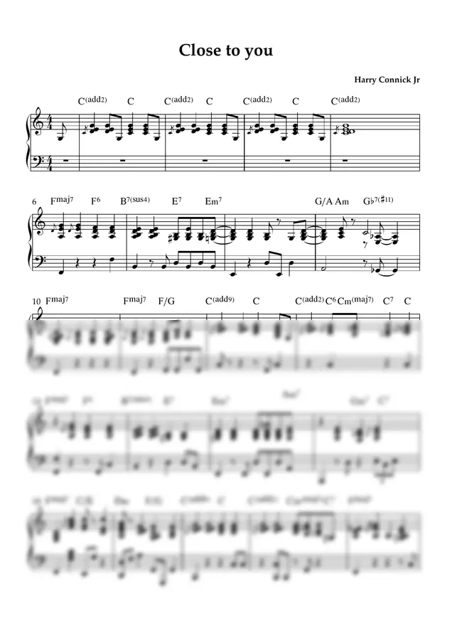 Harry Connic Jr - close to you (카피악보)