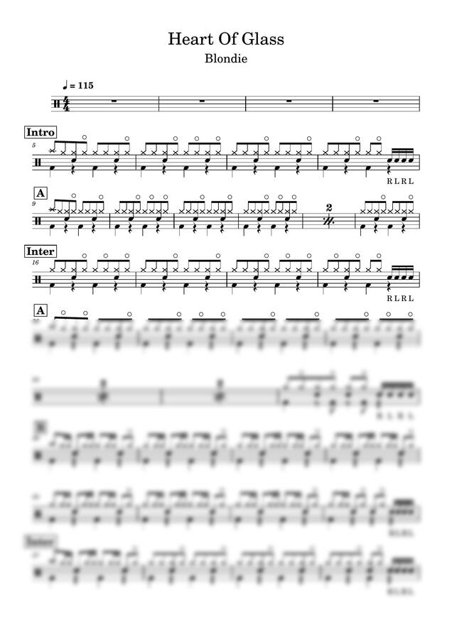Blondie - Heart_Of_Glass (드럼악보) by Drummer KWI0