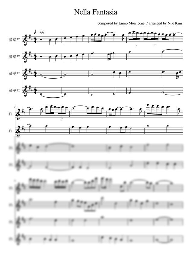 Ennio Morricone - gabriel's oboe(Nella fantasia) (넬라 판타지아) (플루트 4중주) by Nile Kim0