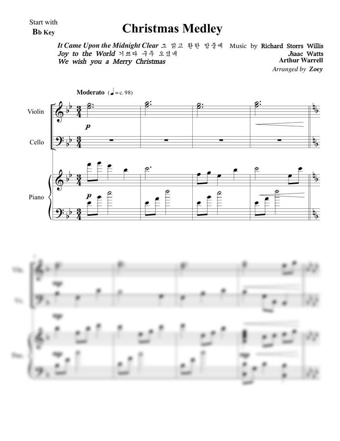 Various - Christmas Medley (Piano Trio or Quartet) by Zoey0