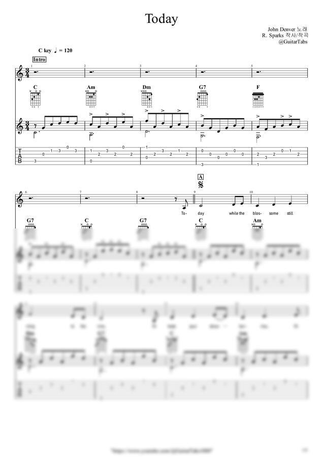 John Denver - [프리미엄] Today by GuitarTabs0