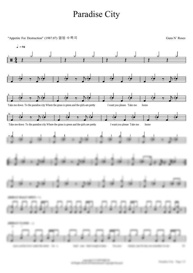 Guns N Roses - Paradise City by 카피드럼0