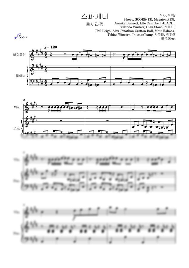 르세라핌(LE SSERAFIM) - 스파게티(SPAGHETTI) (2중주/반주+솔로) by Flee0