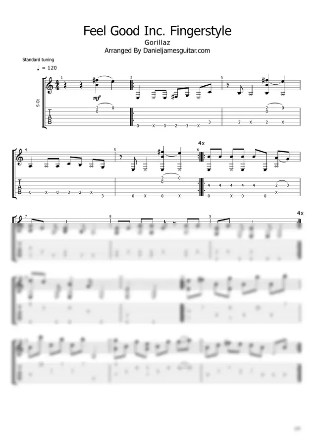 Gorillaz - Feel Good Inc. Fingerstyle