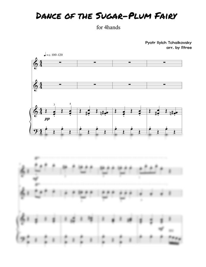 차이코프스키(Tchaikovsky) - 호두까기인형, "사탕요정의 춤" 피아노 포핸즈 (Dance of the Sugar-Plum Fairy)for piano 4hands (난이도쉬움)