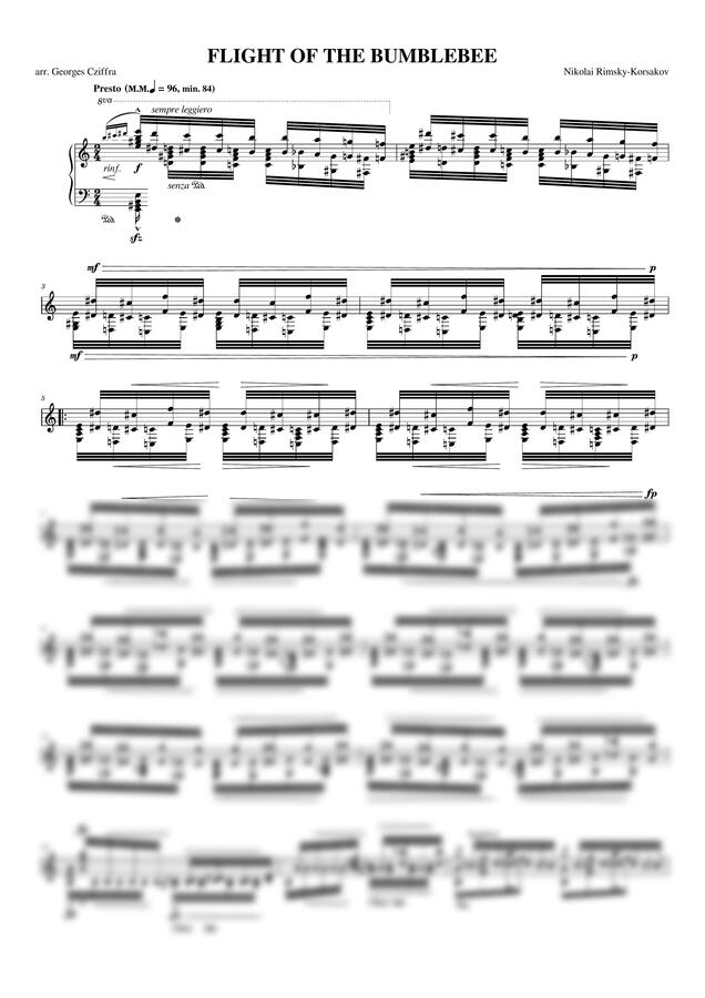 악보 > Rimsky Korsakov (림스키 코르사코프) 왕벌의 비행 (치프라 편곡) by Fortepian_