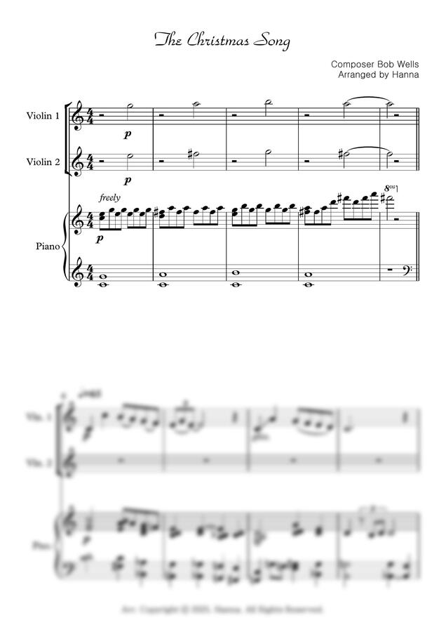 Mel Tormé &amp; Bob Wells - [Trio] The Christmas Song - Vn1.2,Piano (MR포함) (재즈발라드 트리오) by 한나0