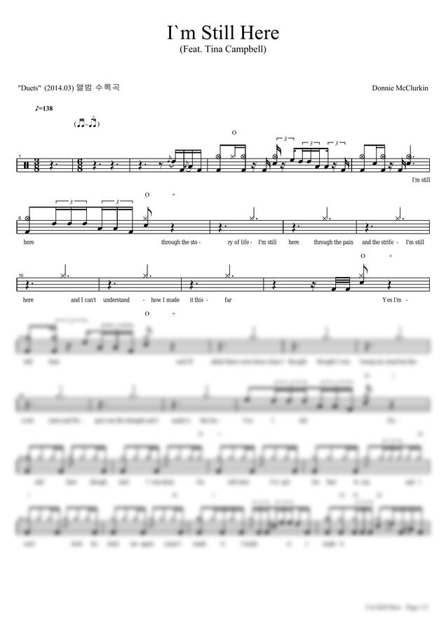 악보 > Donnie McClurkin Im Still Here by 카피드럼