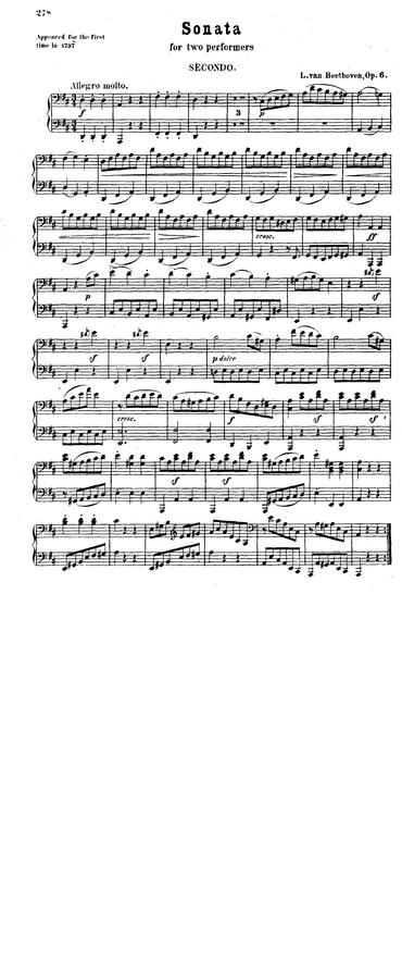 L.V.Beethoven (베토벤) - Sonata For Piano 4 Hands Op.6 (네 손을 위한 피아노 소나타)