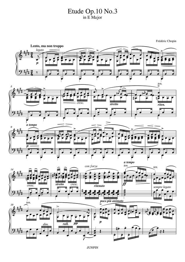 F. Chopin (쇼팽) - Etude Op.10 No.3 (에튀드 3번 "이별의 노래") by JUNPIN0