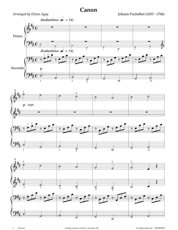 J. Pachelbel (파헬벨) - 캐논 변주곡 (4 hands)