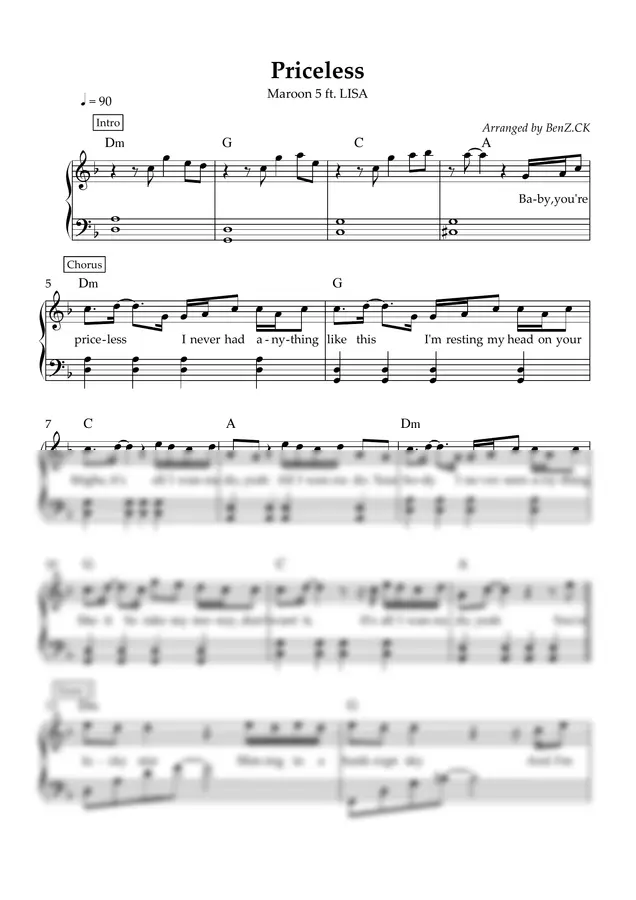 Maroon 5 ft. LISA - Priceless (Original key)