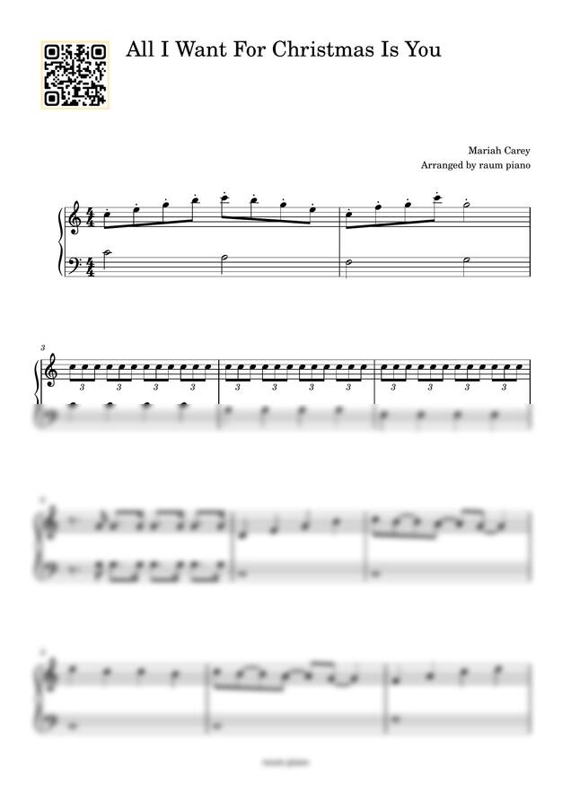 Mariah Carey - All I Want For Christmas Is You (다장조/아주쉬운악보) by raum piano0