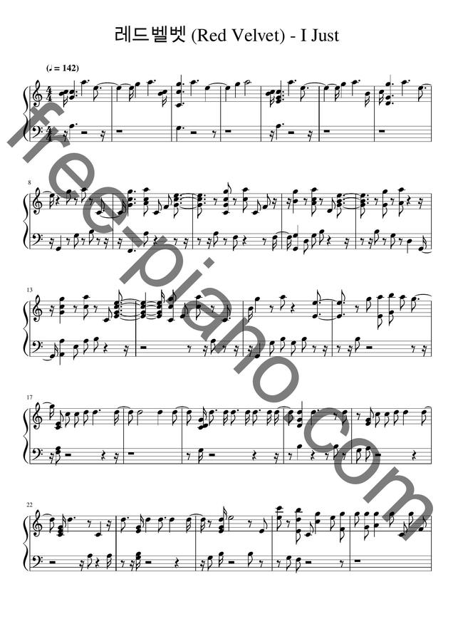 레드벨벳 (Red Velvet) - I Just by free-piano.com0