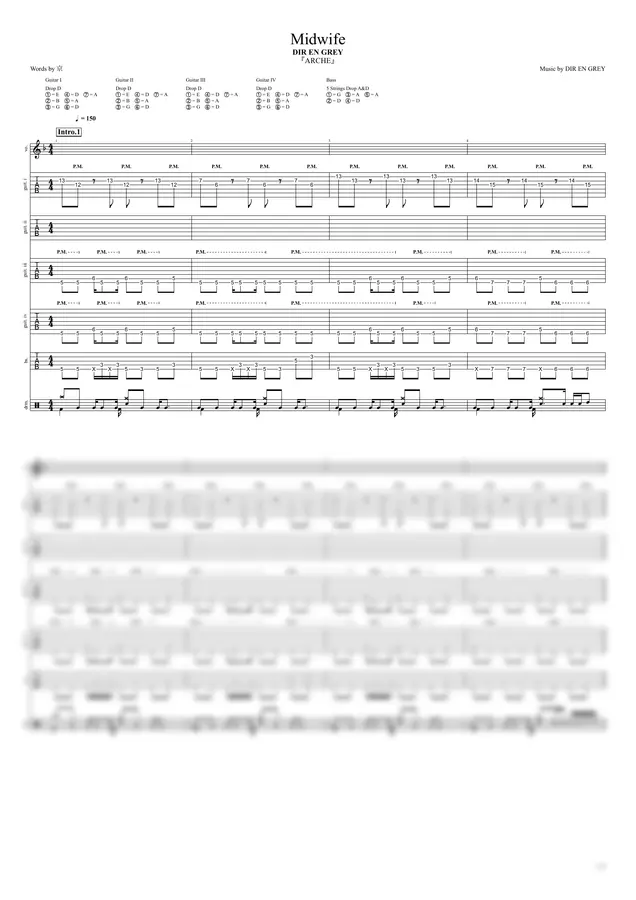 DIR EN GREY - Midwife (Full Band Score PDF & GP data) by RPG_96 1p 미리보기