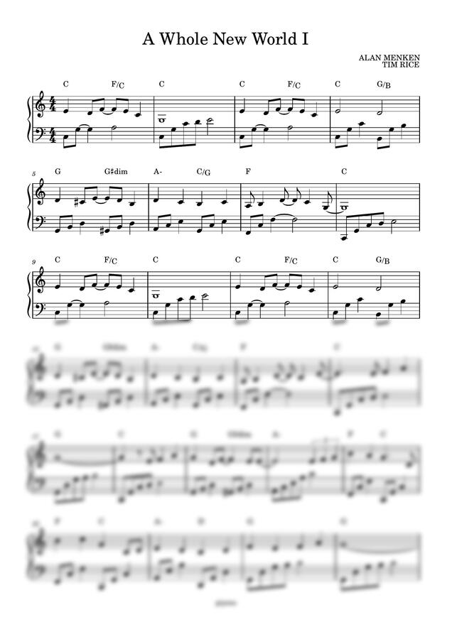 Alan Menken - A Whole New World I (체르니100초급)