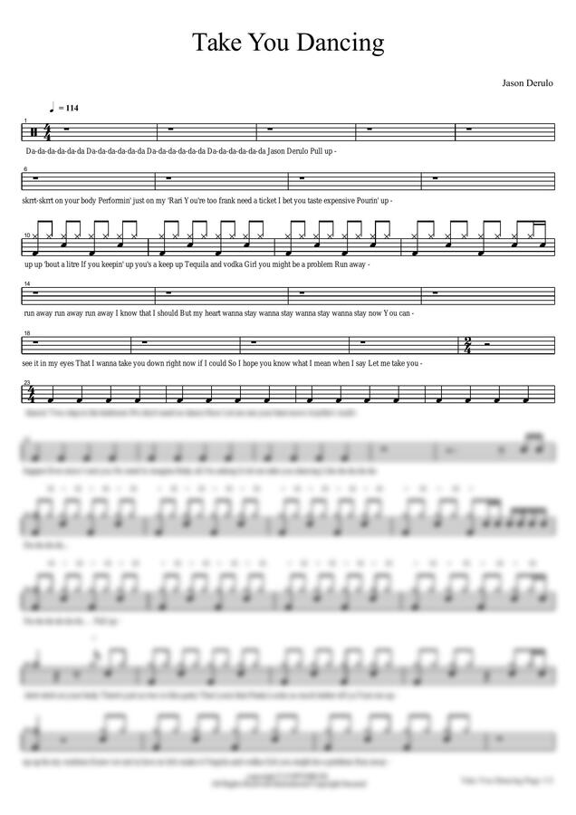 악보 > Jason Derulo Take You Dancing by 카피드럼