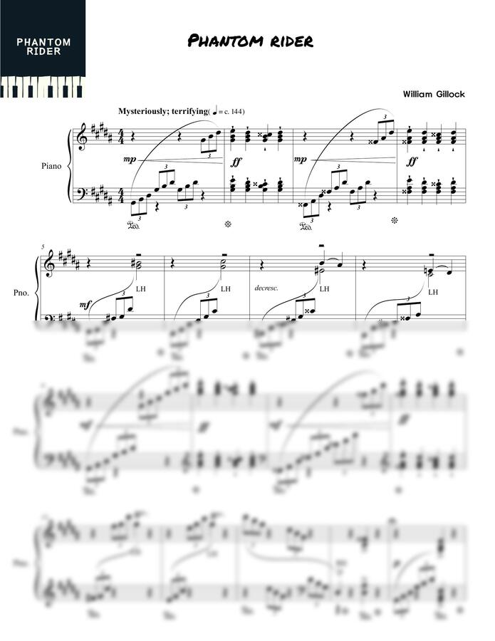 William Gillock - Phantom Rider(콩쿨, 작은 연주회를 위한)피아노 악보