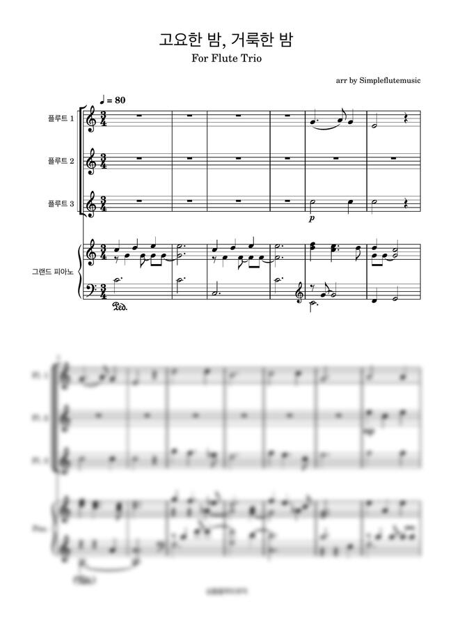 고요한 밤 거룩한 밤 [플루트 앙상블과 피아노] by 심플플루트뮤직0
