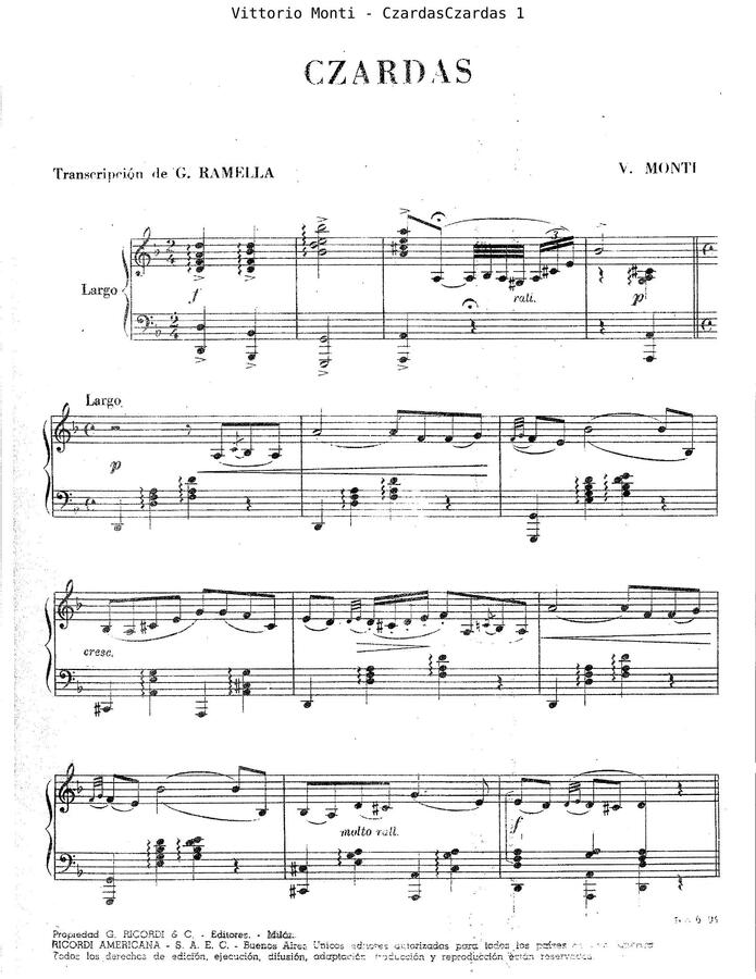V. Monti (몬티) - Czardas (Piano ver.) by G.Ramella0