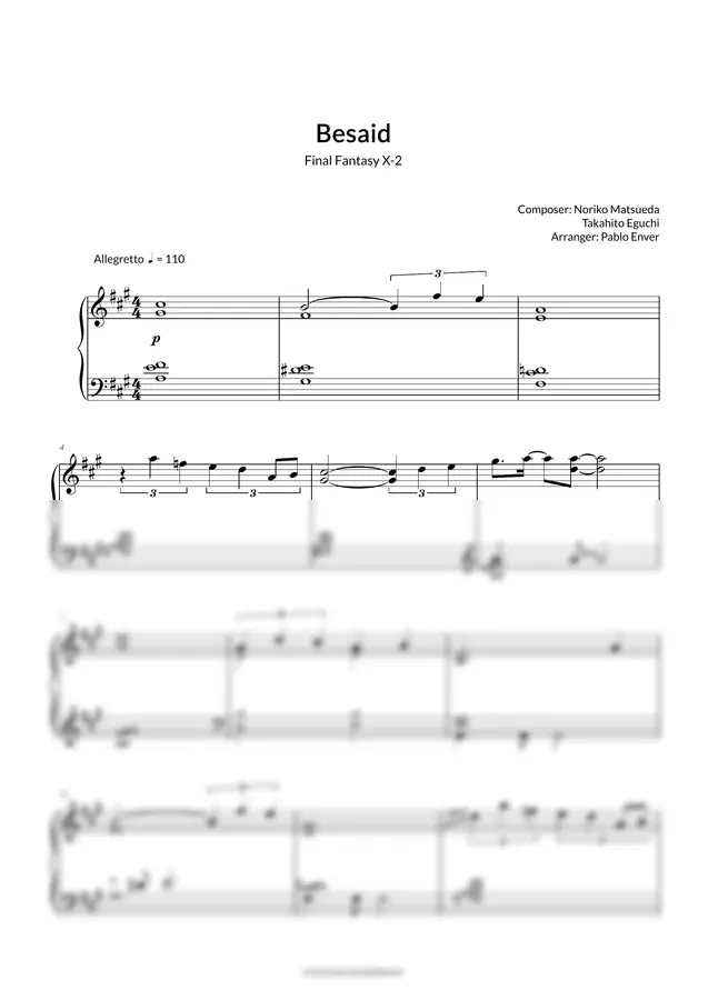 Composer: Noriko Matsueda Takahito Eguchi Arranger: Pablo Enver - Besaid