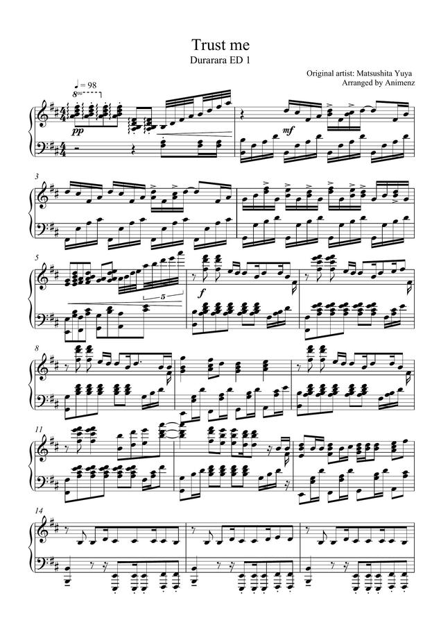 Durarara ED 1 [Piano] - Trust me0