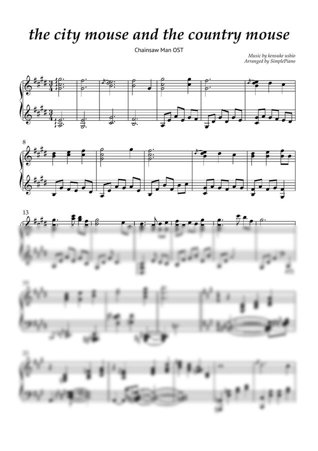 [체인소 맨 OST] - the city mouse and the country mouse by SimplePiano 심플피아노0