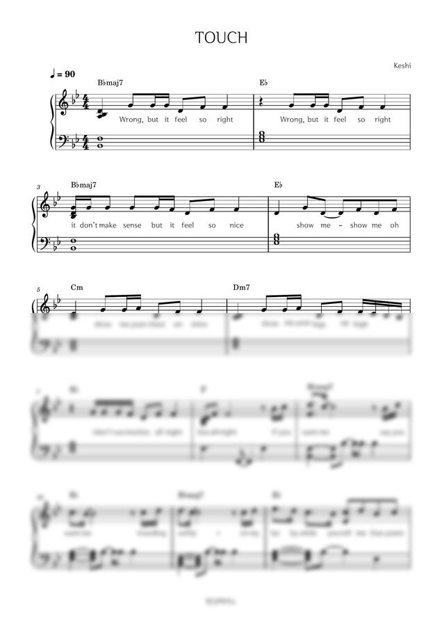 악보 > Keshi TOUCH by 한냣