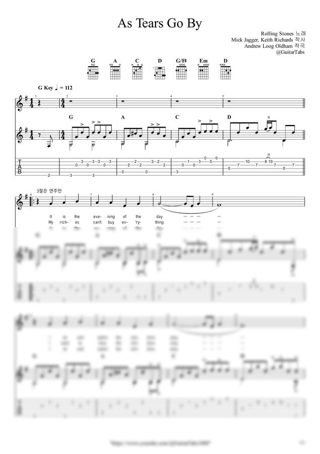 Rolling Stones - As Tears Go By by GuitarTabs0