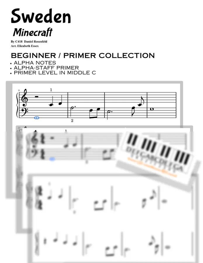 C418 - 스웨덴 (알파 노트, E-Z Staff, 프라이머 레벨(Primer Level) - 미들 C(Middle C) 위치)