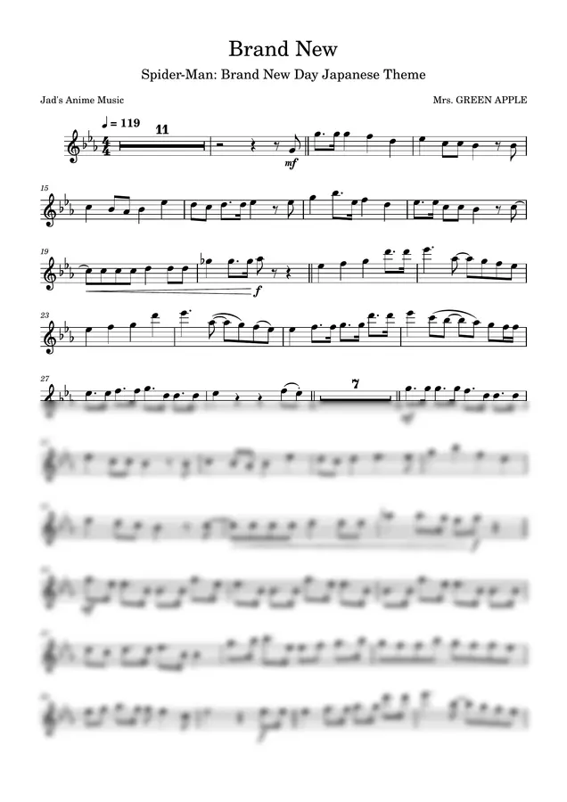 Mrs. GREEN APPLE - Brand New (Oboe) by Jad's Music Vault 1p 미리보기