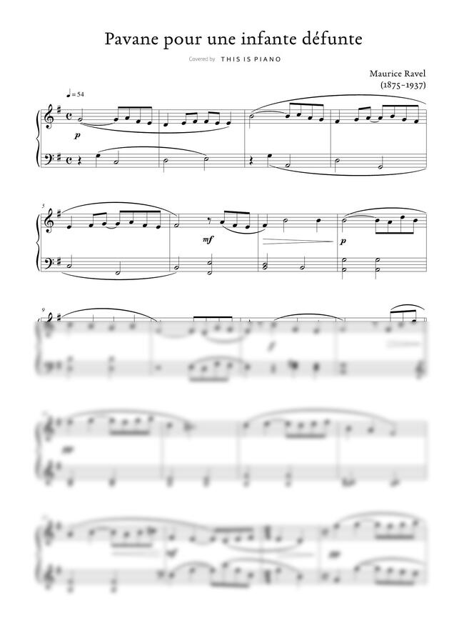 M. Ravel (라벨) - 죽은 왕녀를 위한 파반느 (쉬운 악보) by THIS IS PIANO0